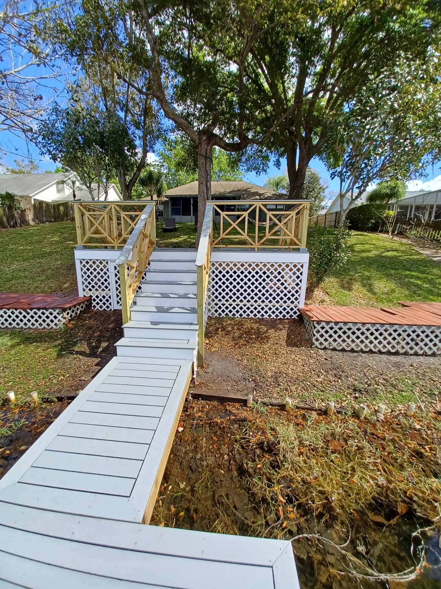 Deck and Dock with Elevated Landing